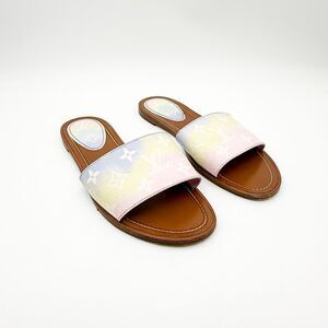 Louis Vuitton Escale Lock It LV Monogram Slides Pastel Flat Sandals EU 41 US 11